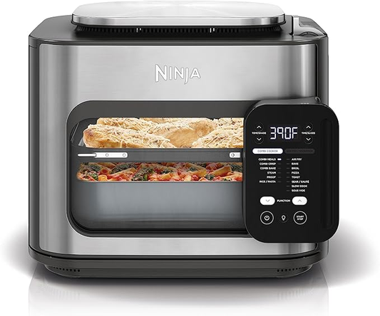 Ninja Combi All-in-One Multicooker, Oven, & Air Fryer, Complete Meals in 15 Mins, 14-in-1 Functions, Combi Cooker + Air Fry, Bake, Roast, Slow Cook and More, 3 Accessories, Stainless Steel, SFP701
